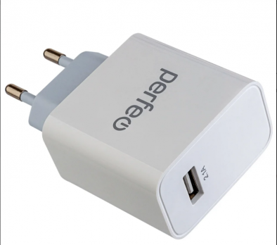 Зарядн. устр-во  Perfeo, USB разъем, 2,1А бел. i4643