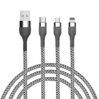 Кабель для зарядки 3 в 1,Micro USB/Type-C/iP, 1.5м, 2.1А/931076