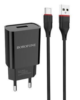 Зарядное устройство для телефона ,1USB, 10,5В/02081 черный BOROFONE