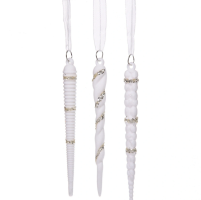 Подвеска на Елку СНЕЖНАЯ СОСУЛЬКА  15 см 3шт*9162129  СЕРЕБРО_1