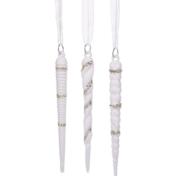 Подвеска на Елку СНЕЖНАЯ СОСУЛЬКА  15 см 3шт*9162129  СЕРЕБРО