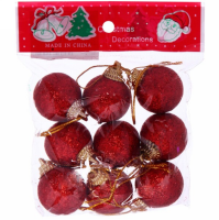 Шары  елочные набор 3 см , 9 шт*2010526  блест Красный_2