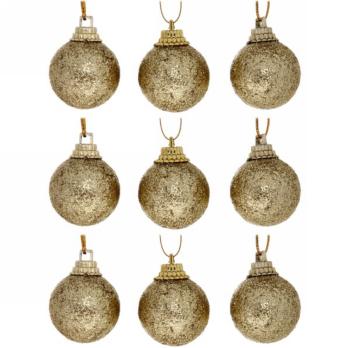 Шары  елочные набор 3 см , 9 шт*2010527 блест.ЗОЛОТО