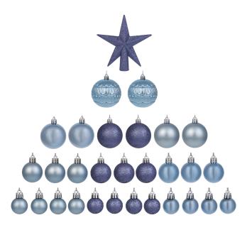 Шары  елочные НАБОР 3см, 4см, 6см, 8см 30 шт*309088 синий