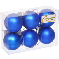 Шары  елочные набор 4 см  6 шт*183840 МАТОВЫЙ СИНИЙ_1