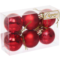 Шары  елочные набор 4 см, 6 шт*183842 Микс фактур КРАСНЫЙ_1