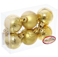 Шары  елочные набор 4 см, 6 шт*183843 Микс фактур ЗОЛОТО_1
