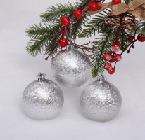 Шары  елочные набор 7 см, 3 шт*2011422 Мягкий блеск СЕРЕБРО_1