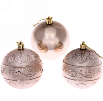 Шары  елочные набор 8 см , 3 шт*2010845 МИКС фактур, шампань_1