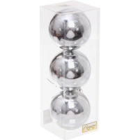 Шары  елочные набор 8 см, 3 шт*183921 глянец СЕРЕБРО_1