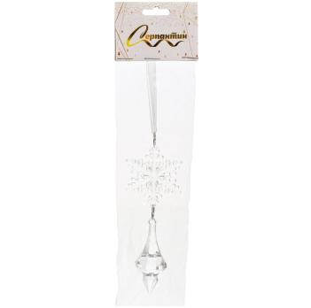 Подвеска на Елку ХРУСТАЛЬНАЯ СНЕЖИНКИ 13см*259173  прозрачная