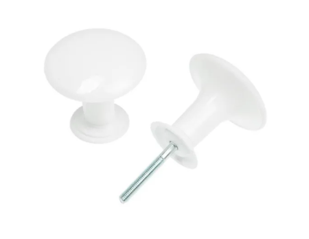 Ручка дверн. кнопка пластик белый РК1-7  Металлист