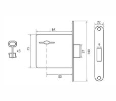 Замок врезной Vrata ЗВ8-4, сувальный без защелки, цинк*210270_1