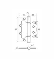 Петля 100х75х2 Vrata без врезки (бабочка) НИКЕЛЬ*208311 *1штука  флоупак_1