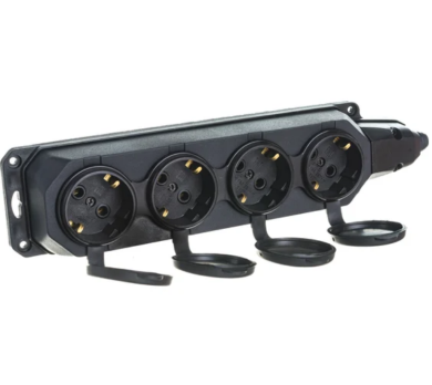 Розетка каучук 4ая ОУ з/к  задняя стенка, с заглушками IP44 5540000