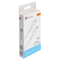 Кабель для зарядки IP-Туре-С  1м ,3А,27Вт*931635 гиб. сил ,белый_1