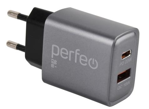 Зарядное устройство для телефона  Perfeo USB+Туре-С