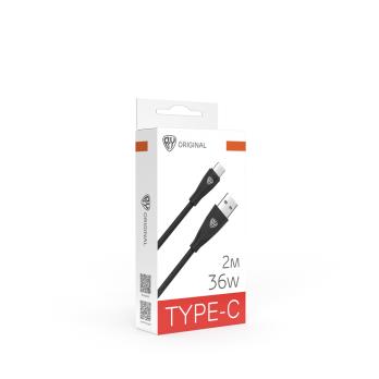 Кабель для зарядки Type-C, USB, 2м, 3А,36 Вт*931613 черный