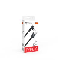 Кабель для зарядки Type-C, USB,1м, 3А,36Вт*931611  черн_1